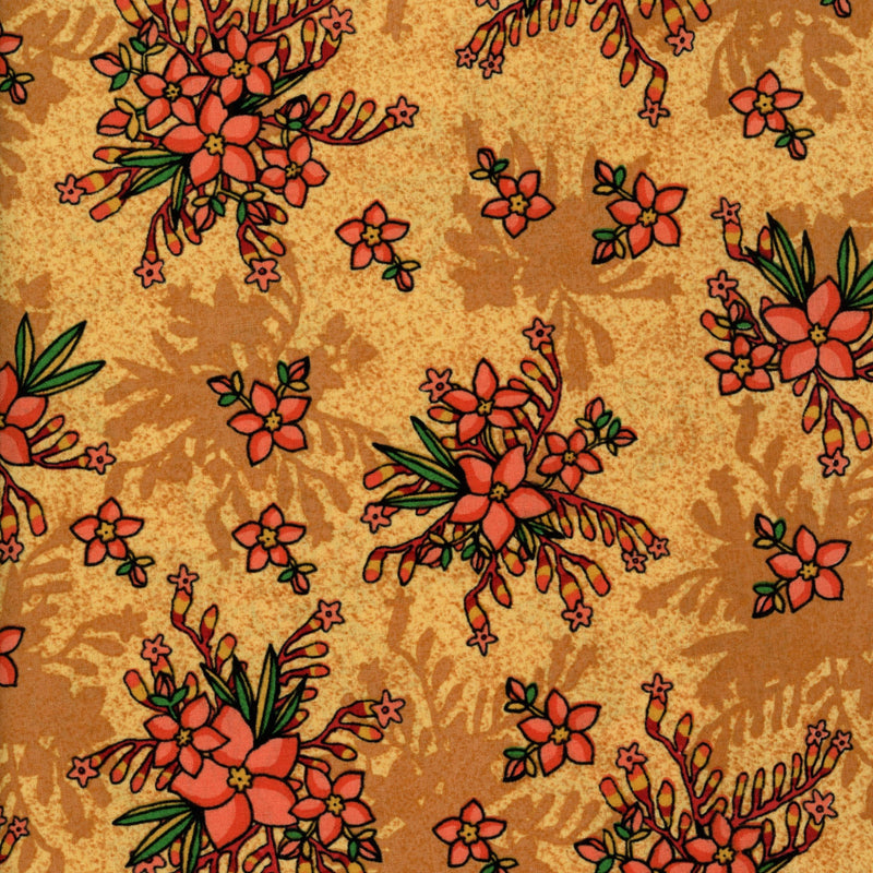 M&S Textiles Kangaroo Paw and Guinea Flower - Patchwork and Quilting Fabric from Brown's Craft Shed (Tags: Fabric australiana Floral )