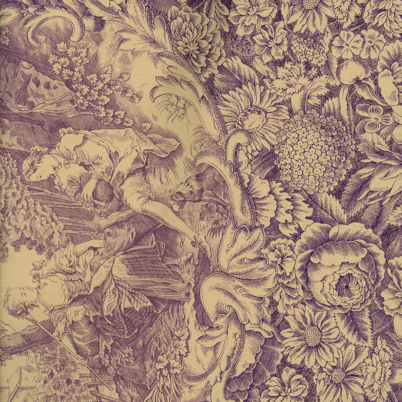 Live Life Collection – Pastoral Plum Toile Fabric