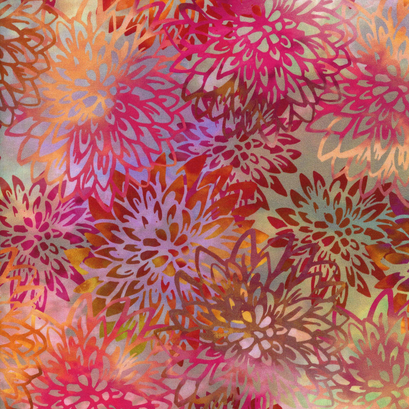 Lloyd Curzon - Haven from Jason Yenter for In The Beginning Fabrics - Patchwork and Quilting Fabric from Brown's Craft Shed (Tags: Fabric bold coral dahlia Floral flower garden Haven Jason Yenter lavender Lloyd Curzon modern orange patterns pink sunset warm )