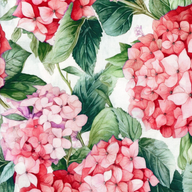 Devonstone Collection Nora's Nursery Hydrangea - Patchwork and Quilting Fabric from Brown's Craft Shed (Tags: Fabric Devonstone Collection feminine flowers garden green nature pink quilt backing red romantic wideback )