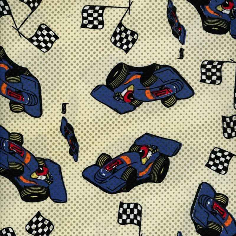 Kenard & Kenard Fabrics Race Cars - Patchwork and Quilting Fabric from Brown's Craft Shed (Tags: Fabric blue children Neutral )