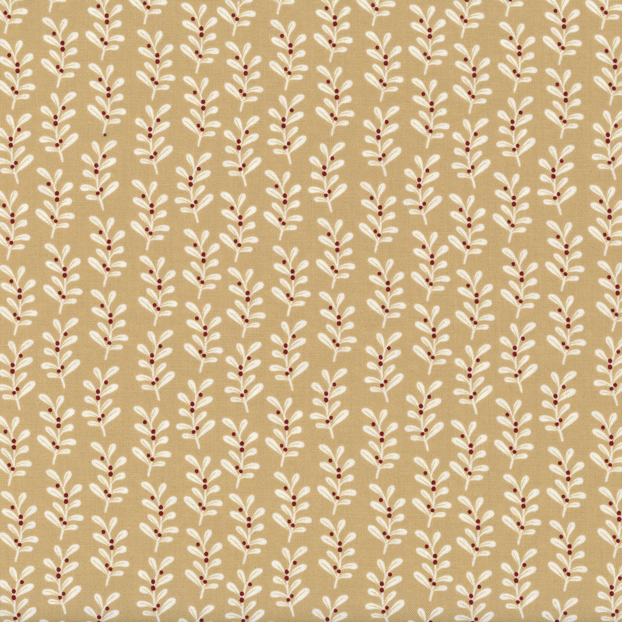 Moda Gingerbread Lane by Kiley Quilt Room - Patchwork and Quilting Fabric from Brown's Craft Shed (Tags: Fabric Christmas Fabric Cottage Style Gingerbread Lane Kiley Quilt Room Leaves Moda Fabrics Tan )