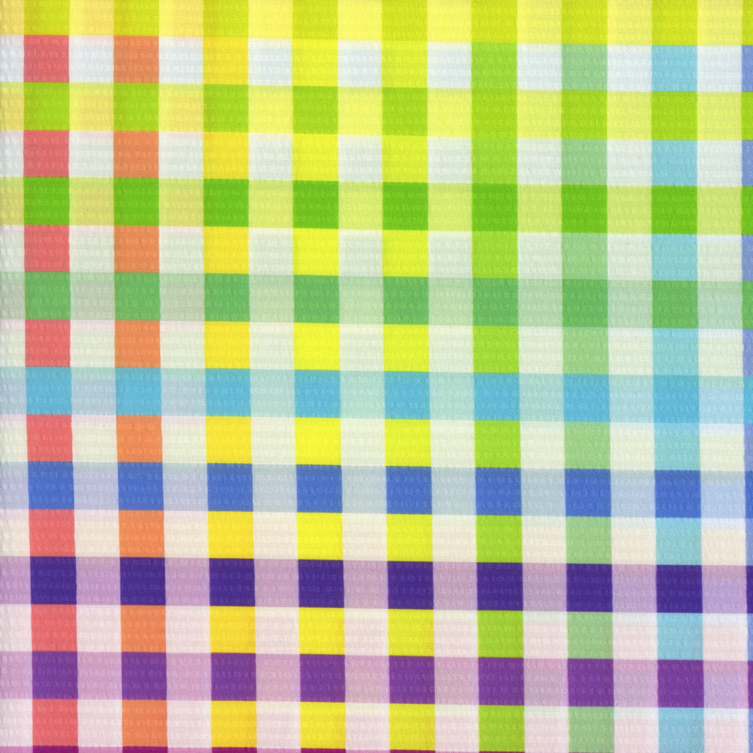 Devonstone Collection - Gingham Seersucker (Rainbow) - Patchwork and Quilting Fabric from Brown's Craft Shed (Tags: Fabric bright check children colourful Devonstone Collection Geometric multi pastel patchwork playful quilting cotton rainbow Stripes )