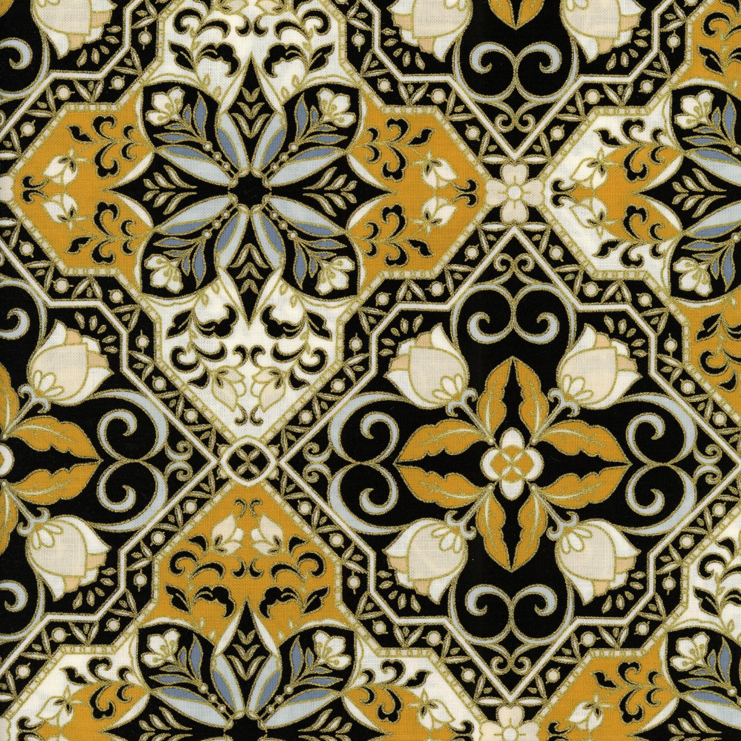 Benartex "Rejoice" by Greta Lynn for Kanvas - Patchwork and Quilting Fabric from Brown's Craft Shed (Tags: Fabric Benartex classic cream elegant Floral Geometric gold Greta Lynn Kanvas ornate Rejoice )
