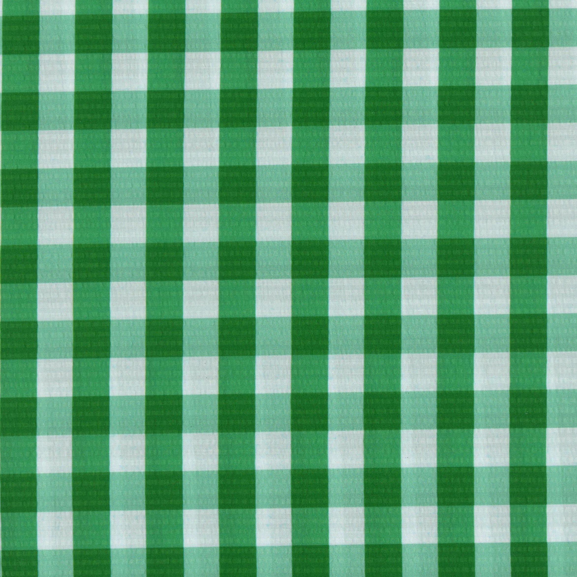 Devonstone Collection - Gingham Seersucker (Green) - Patchwork and Quilting Fabric from Brown's Craft Shed (Tags: Fabric check checks children classic country Devonstone Collection green home decor playful quilt backing spring textured white )