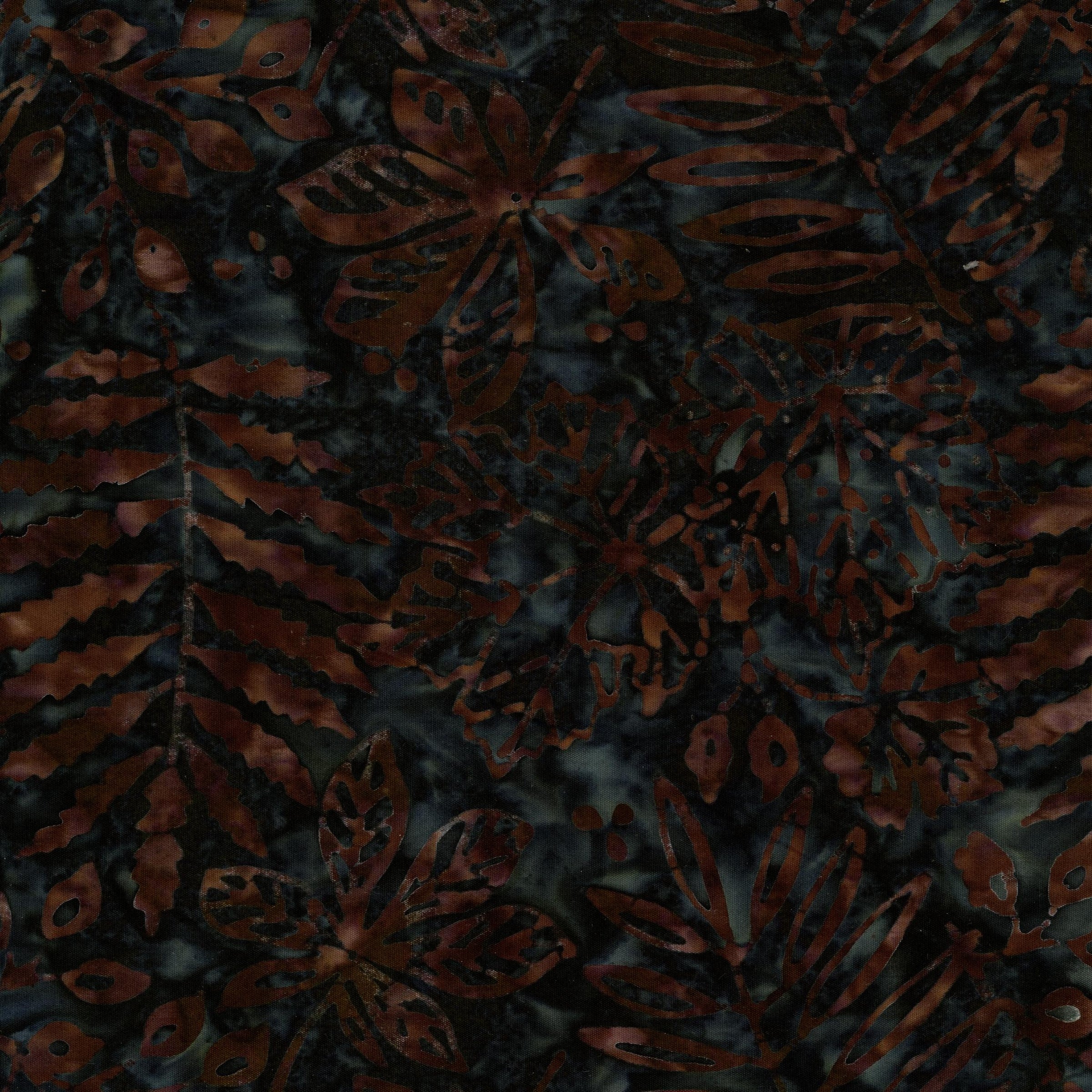 Banyan Batiks - Tuscan Terrace (Leaf Pile) - Patchwork and Quilting Fabric from Brown's Craft Shed (Tags: Fabric autumn Banyan Batiks batik charcoal dark earthy nature organic rust textured Tuscan Terrace )