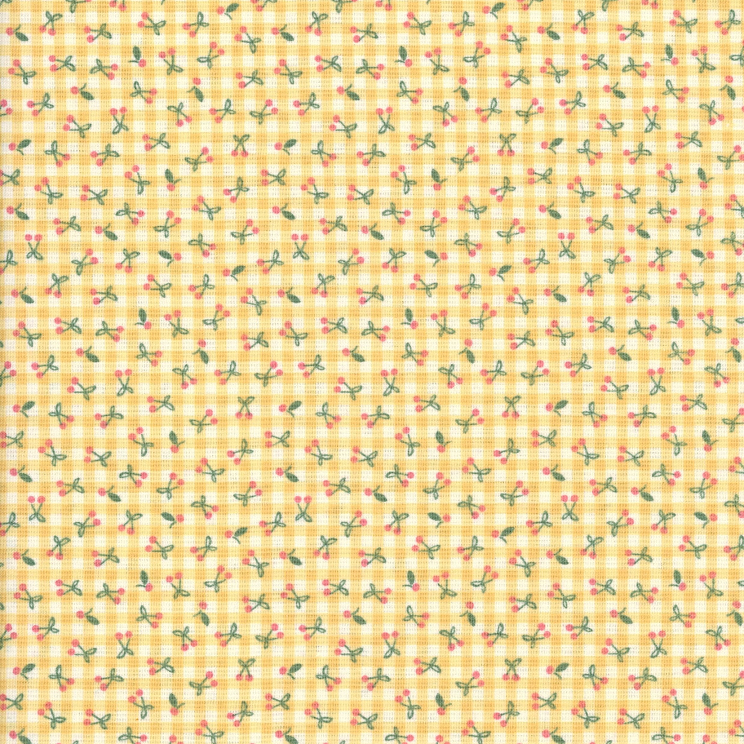 Poppie Cotton - Farmhouse Fancy Cherry Pie by Elea Lutz - Patchwork and Quilting Fabric from Brown's Craft Shed (Tags: Fabric blender cherries Cherry Pie cottage cream Elea Lutz Farmhouse Fancy Floral green pink Poppie Cotton vintage whimsical )