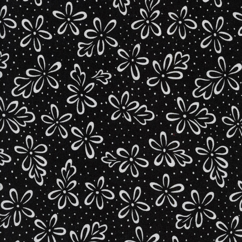 Sew Easy Black & White Abstract Flower Black - Patchwork and Quilting Fabric from Brown's Craft Shed (Tags: Fabric Black blenders Geometric modern Neutral patterns textures white )