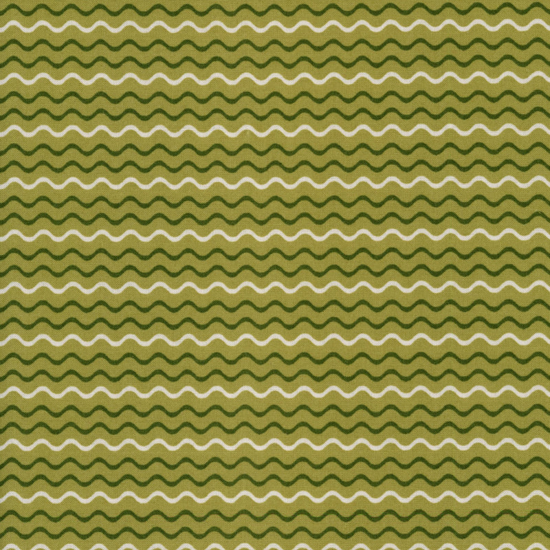 Paintbrush Studio Dilly Day Wavy Stripe Grass by Sharon Holland - Patchwork and Quilting Fabric from Brown's Craft Shed (Tags: Fabric blender green lines nature patterns playful Stripes textures )