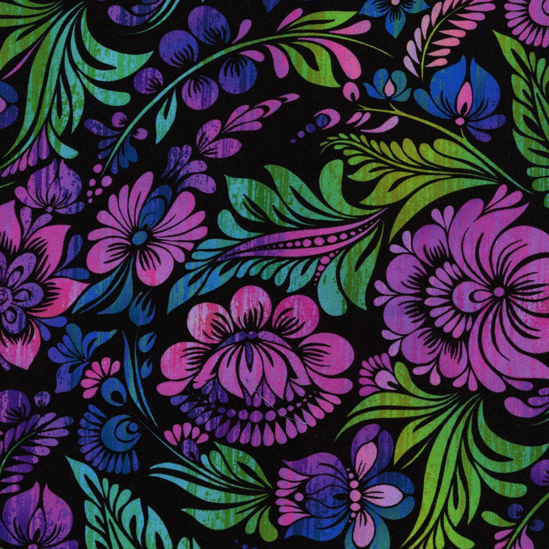 Lloyd Curzon Vivid - Patchwork and Quilting Fabric from Brown's Craft Shop (Tags: Fabric blue Floral multi purple )