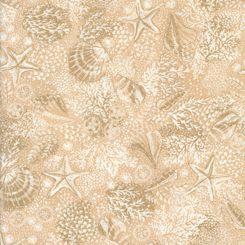 Makower The Henley Studio High Tide Reef - Patchwork and Quilting Fabric from Brown's Craft Shed (Tags: Fabric beach coastal coral nature ocean sand seaside shells starfish summer water wildlife )