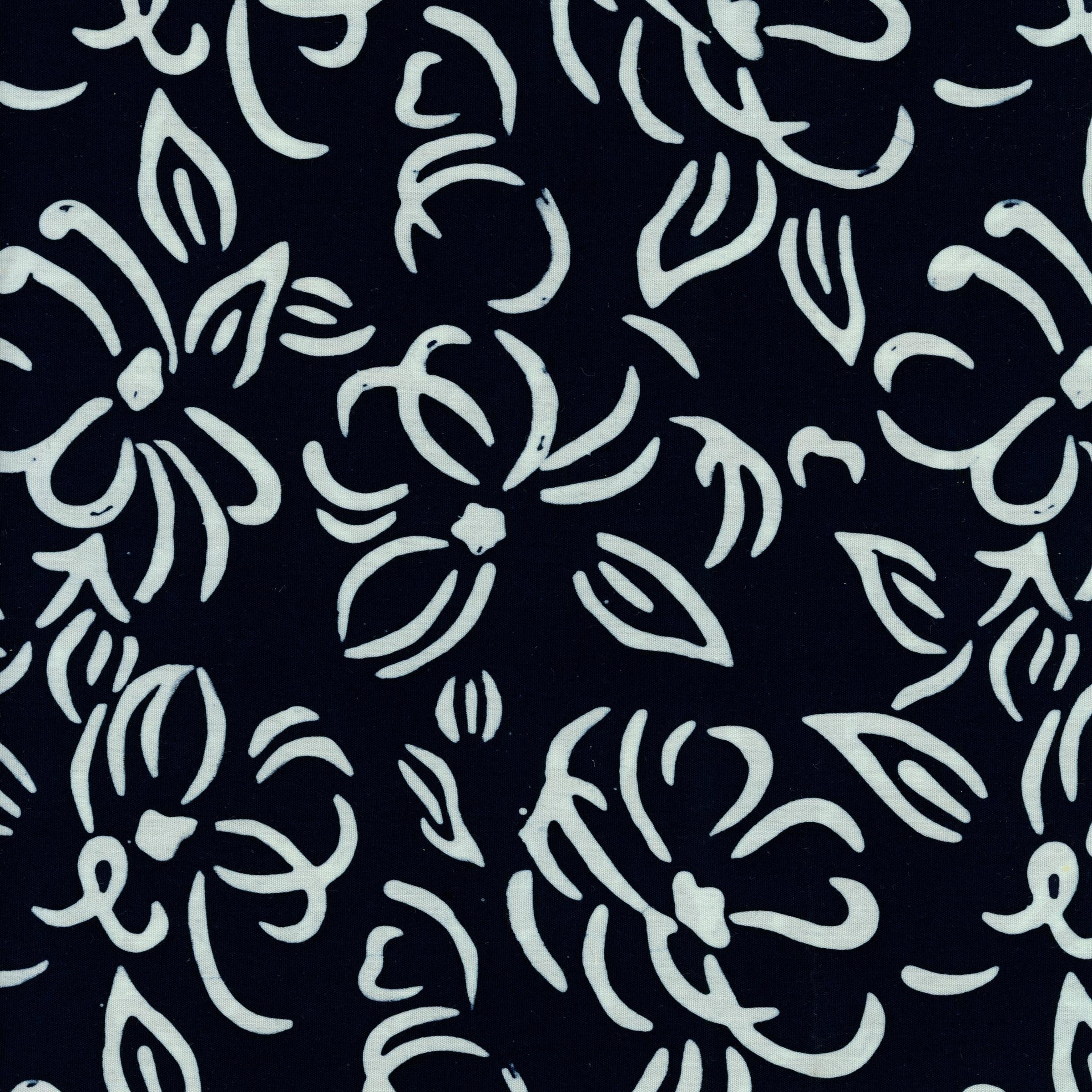 Banyan Batiks - Banyan Classics (Midnight) - Patchwork and Quilting Fabric from Brown's Craft Shed (Tags: Fabric Banyan Batiks Banyan Classics batik blender blenders blue cream Floral midnight nature Neutral patterns plants )