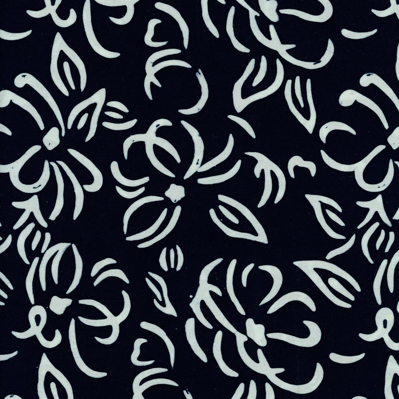 Banyan Batiks - Banyan Classics (Midnight) - Patchwork and Quilting Fabric from Brown's Craft Shed (Tags: Fabric Banyan Batiks Banyan Classics batik blender blenders blue cream Floral midnight nature Neutral patterns plants )