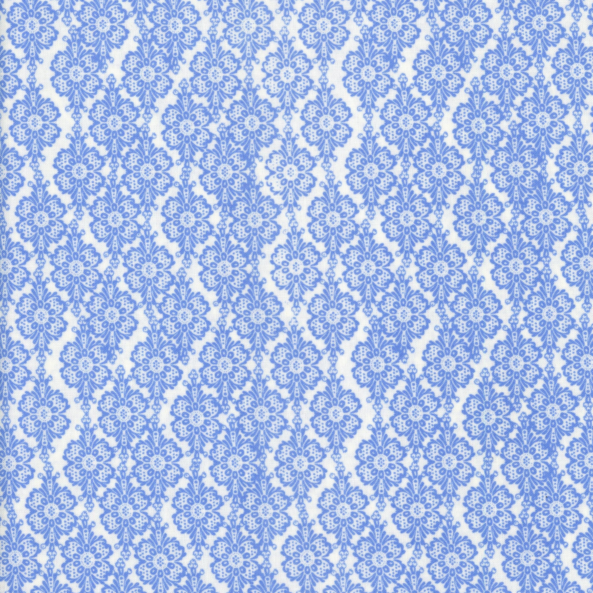 Studio E Chelsea Lace (Blue) - Patchwork and Quilting Fabric from Brown's Craft Shed (Tags: Fabric blender blue Chelsea Lace classic cornflower cottage delicate feminine lace patterns shabby chic Studio E vintage white )
