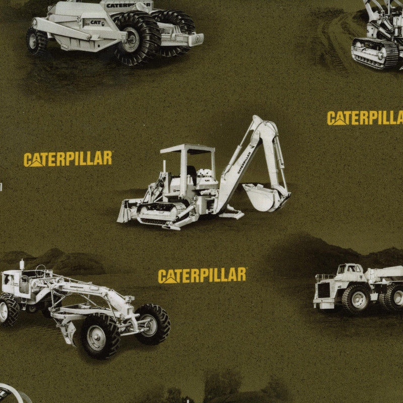 Riley Blake Designs - Caterpillar Green - Patchwork and Quilting Fabric from Brown's Craft Shed (Tags: Fabric boys bulldozer Caterpillar children construction digger green industrial machinery novelty patchwork playful quilting Riley Blake trucks vehicles )