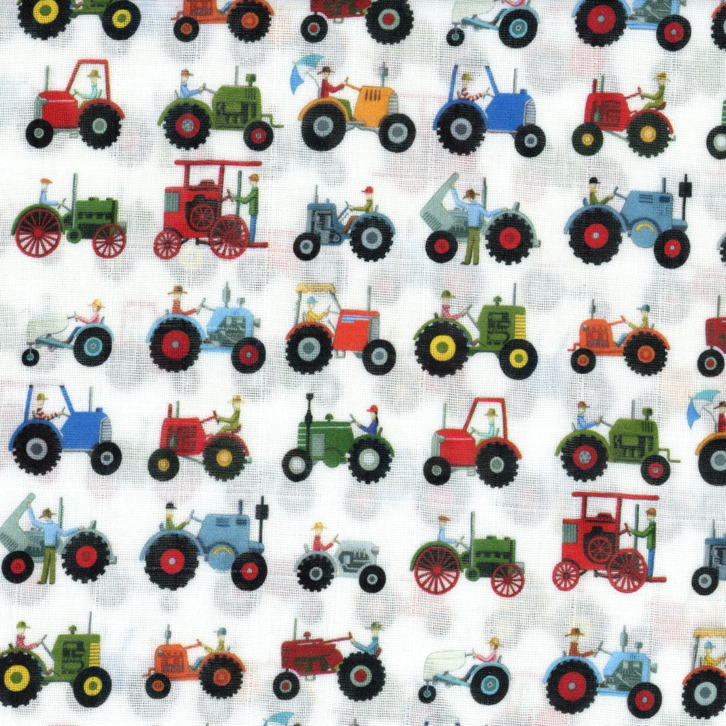 Devonstone Collection Red Tractor Muslin by Rachael Flynn - Patchwork and Quilting Fabric from Brown's Craft Shed (Tags: Fabric animal blue children Devonstone Collection farm farming green multi Neutral novelty playful Rachael Flynn red tractor vehicles whimsical )