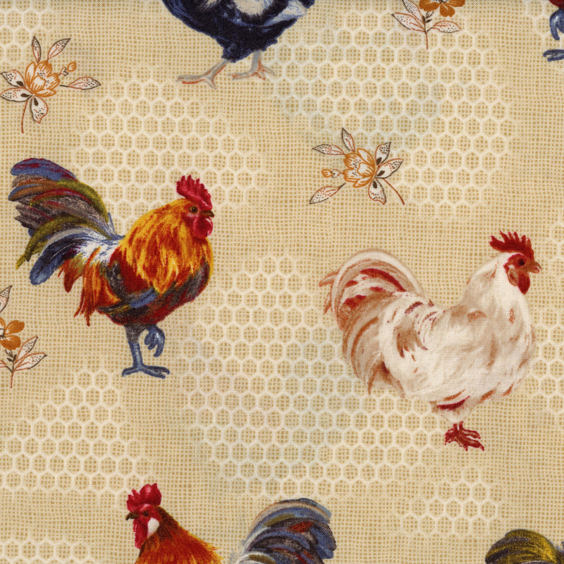 Windham Fabrics - Bon Appetit by Whistler Studios - Patchwork and Quilting Fabric from Brown's Craft Shed (Tags: Fabric animal blue Bon Appetit chickens country cream farmhouse kitchen nature patterns red rooster rustic Whistler Studios Windham Fabrics )