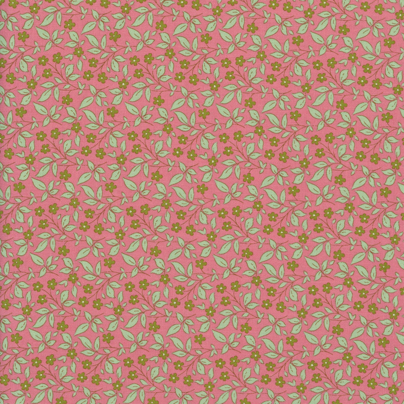 Tilda Fabrics - Sunday Brunch - Tipsy Pink - Patchwork and Quilting Fabric from Brown's Craft Shed (Tags: Fabric bright cheerful cottage ditsy feminine Floral green mustard patchwork pink playful quilting Sunday Brunch Tilda Tipsy Pink vintage )