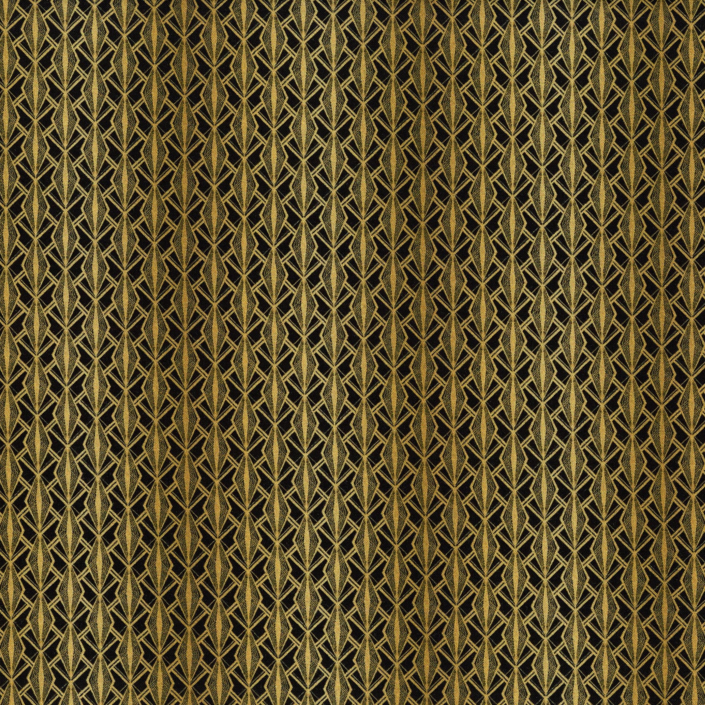 In The Beginning Fabrics - Steampunk Menagerie by Jason Yenter - Patchwork and Quilting Fabric from Brown's Craft Shed (Tags: Fabric art deco Black blender Geometric gold Jason Yenter lattice lines patterns steampunk Steampunk Menagerie vintage )