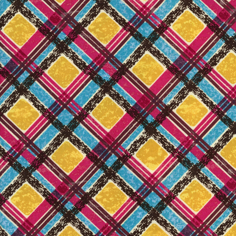 Newcastle Fabrics - Sonnet (Golden Plaid) by Victoria Findlay Wolfe - Patchwork and Quilting Fabric from Brown's Craft Shed (Tags: Fabric abstract blue check modern multi Newcastle Fabrics patterns pink playful quilting Victoria Findlay Wolfe )