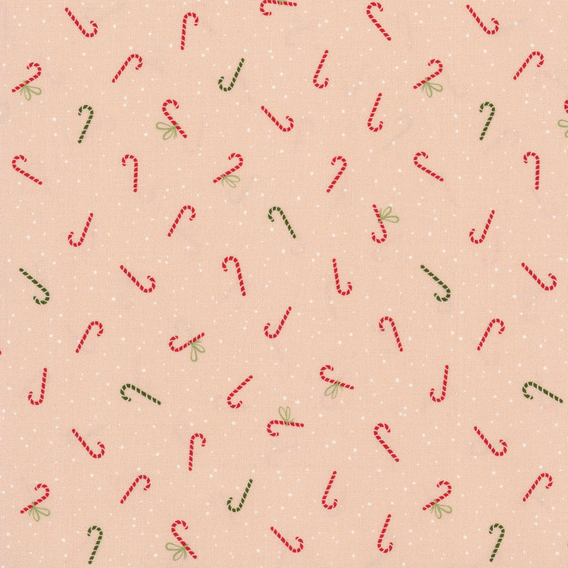 Moda Purrfect Christmas by 3 Sisters - Candy Canes - Patchwork and Quilting Fabric from Brown's Craft Shed (Tags: Fabric 3 Sisters candy cane christmas green Moda Moda Fabrics novelty pastel pink playful polka dots Purrfect Christmas red whimsical )