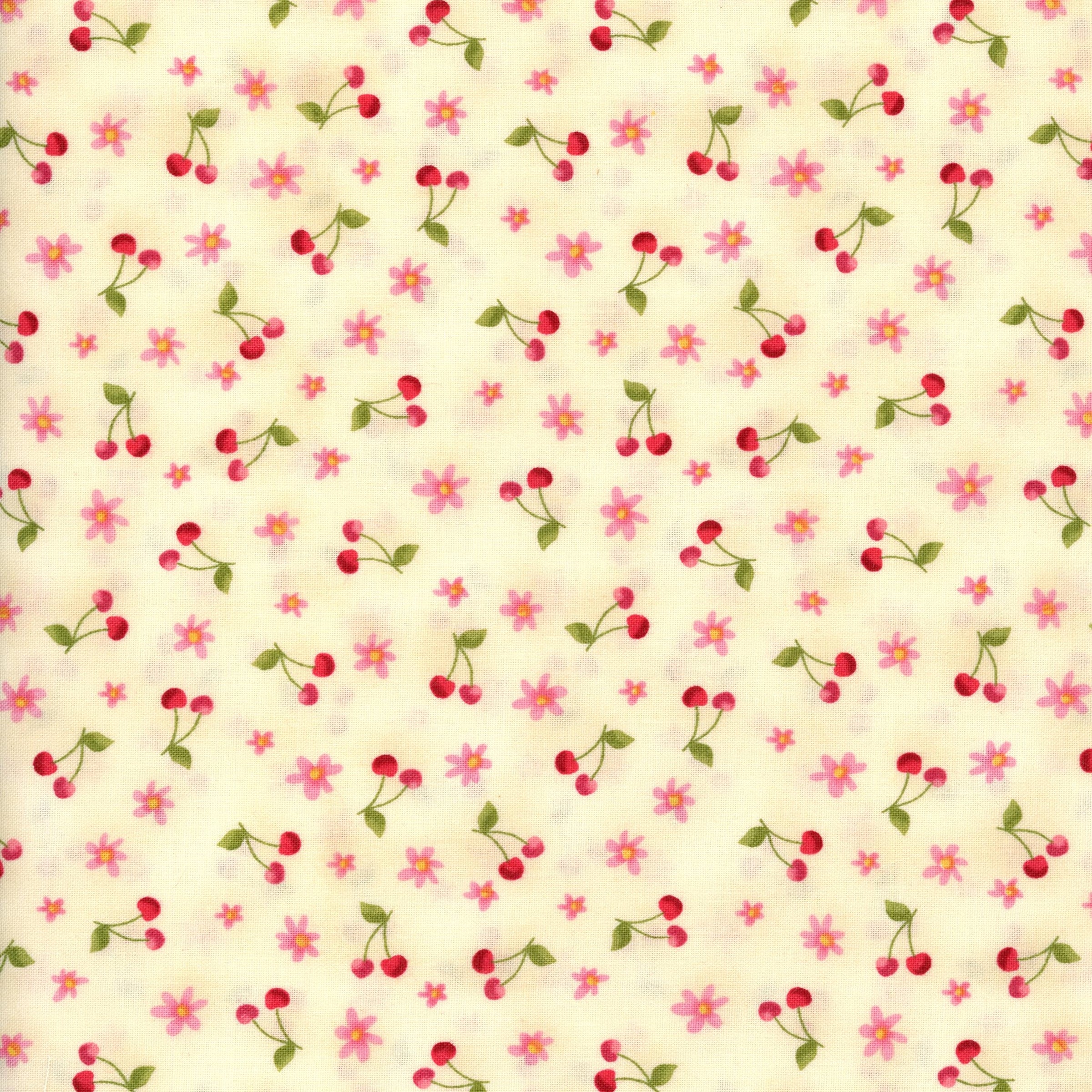Makower UK Funky Fruit - Patchwork and Quilting Fabric from Brown's Craft Shed (Tags: Fabric cherries children cream Floral fruit Funky Fruit garden Makower UK novelty pink playful red whimsical )