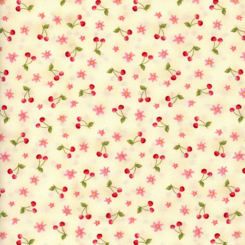 Makower UK Funky Fruit - Patchwork and Quilting Fabric from Brown's Craft Shed (Tags: Fabric cherries children cream Floral fruit Funky Fruit garden Makower UK novelty pink playful red whimsical )