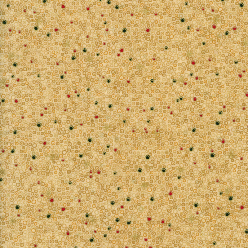 Stof Fabrics We Love Christmas - Golden Festive Dots - Patchwork and Quilting Fabric from Brown's Craft Shed (Tags: Fabric basics blender christmas dots festive gold green patterns red )