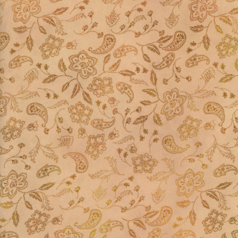 In The Beginning Fabrics - Resplendent by Jason Yenter - Patchwork and Quilting Fabric from Brown's Craft Shed (Tags: Fabric classic cream elegant Floral gold Jason Yenter Neutral paisley Resplendent sand traditional vines )