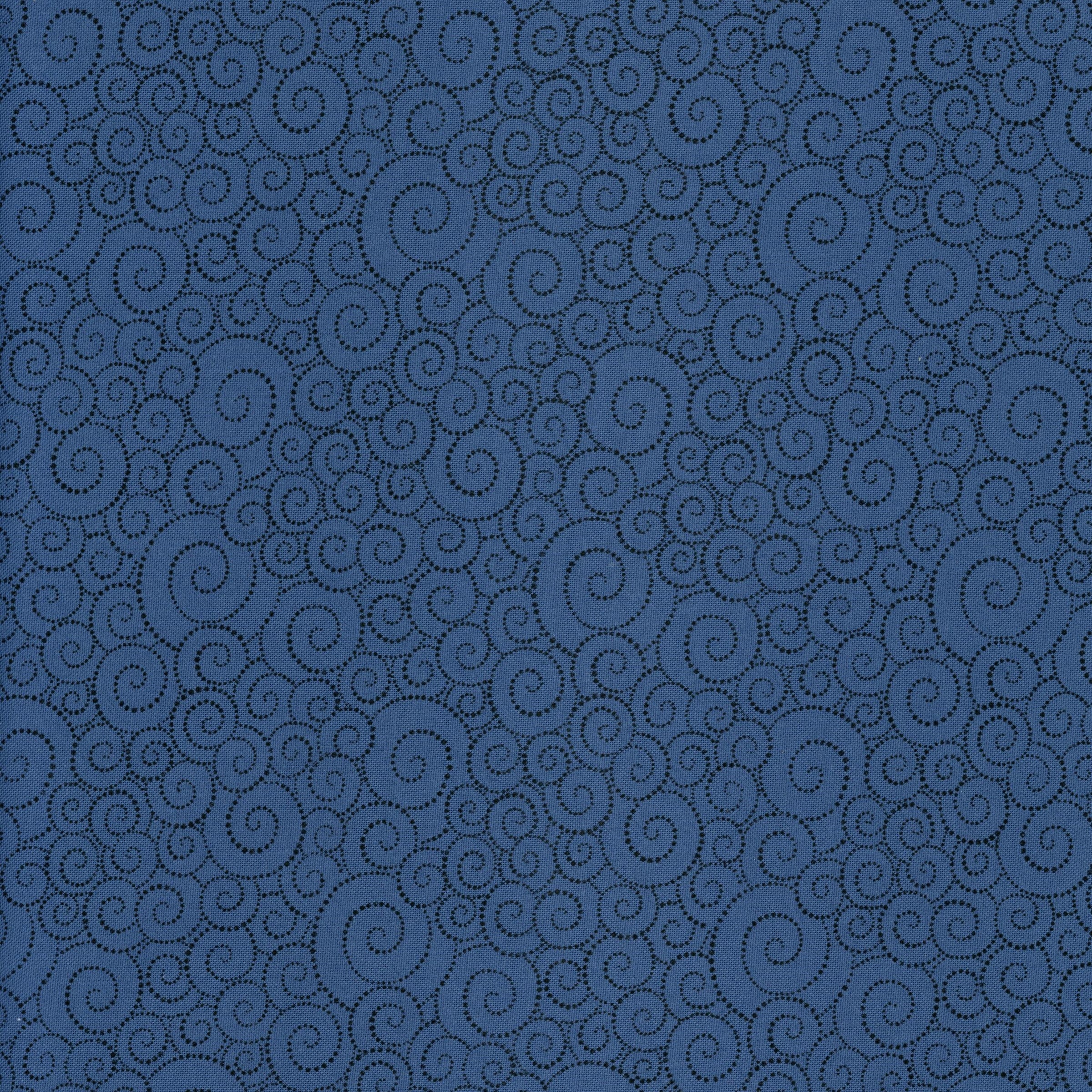 Kennard & Kennard - Midnight Scroll - Patchwork and Quilting Fabric from Brown's Craft Shed (Tags: Fabric basics blenders blue dots Kennard & Kennard Fabrics navy patterns swirls textures vines )