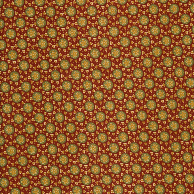 Rustic Bloom Medallion - Patchwork and Quilting Fabric from Brown's Craft Shed (Tags: Fabric blenders Geometric gold green heritage patterns quilt red rustic textures )
