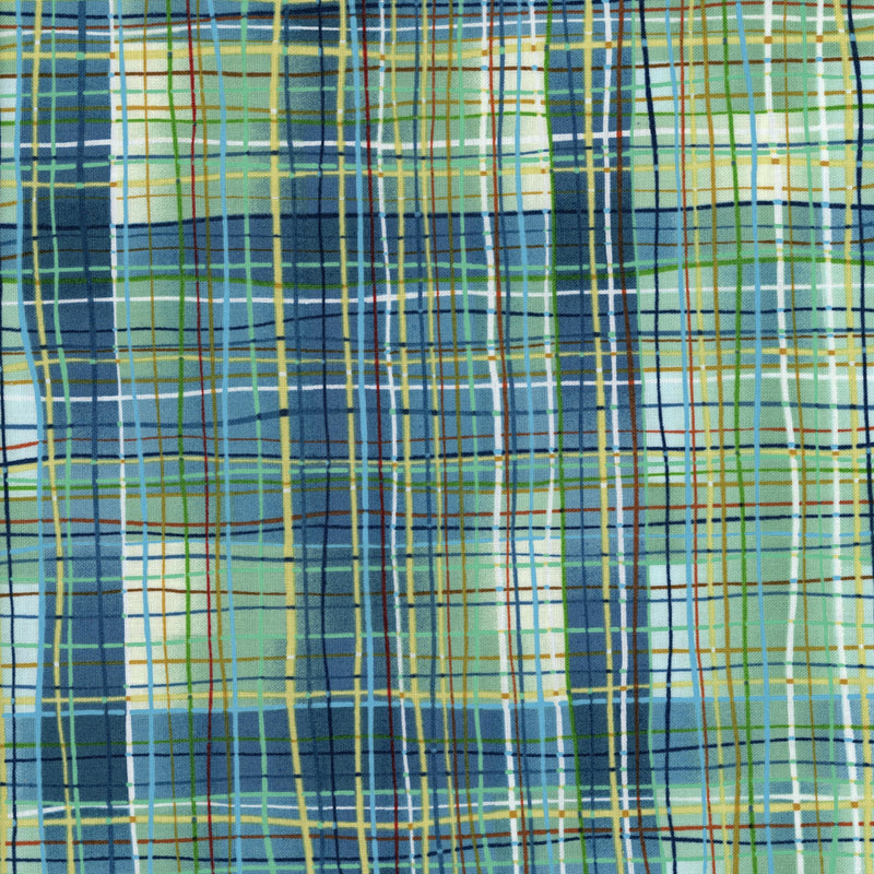 Studio E Fabrics Watercolor Plaid Blue - Patchwork and Quilting Fabric from Brown's Craft Shed (Tags: Fabric blue green Stripes )