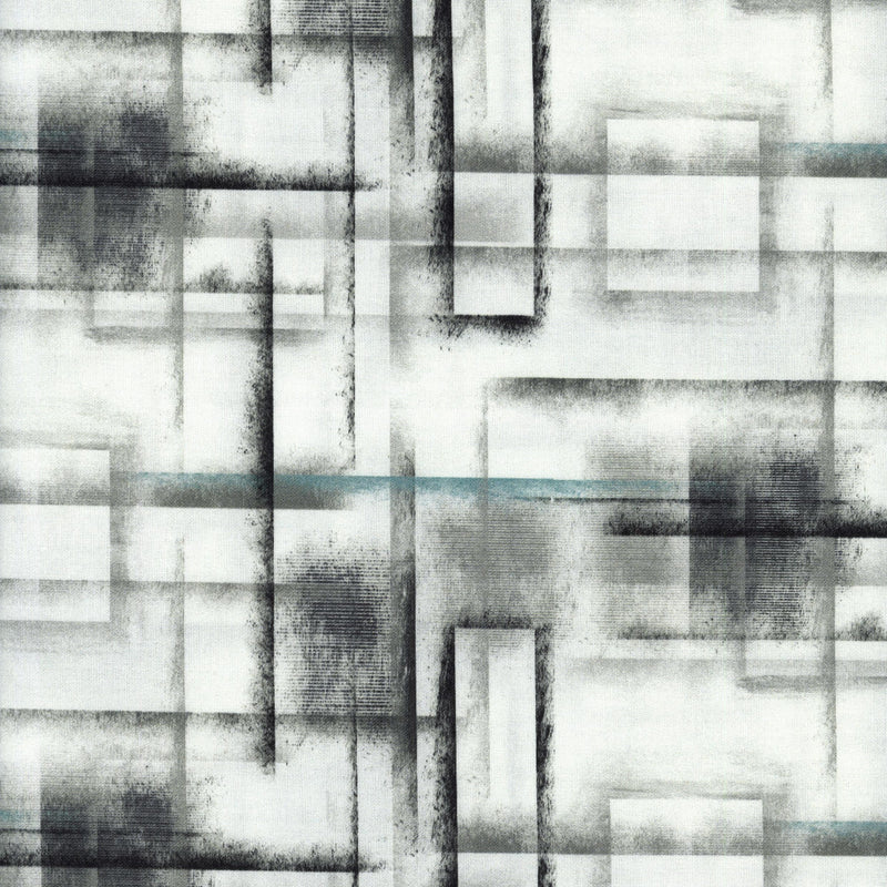 Stof Fabrics Colour Brush - Urban Grid - Patchwork and Quilting Fabric from Brown's Craft Shed (Tags: Fabric abstract blender charcoal contemporary grey modern patterns Stof Fabrics teal textures )