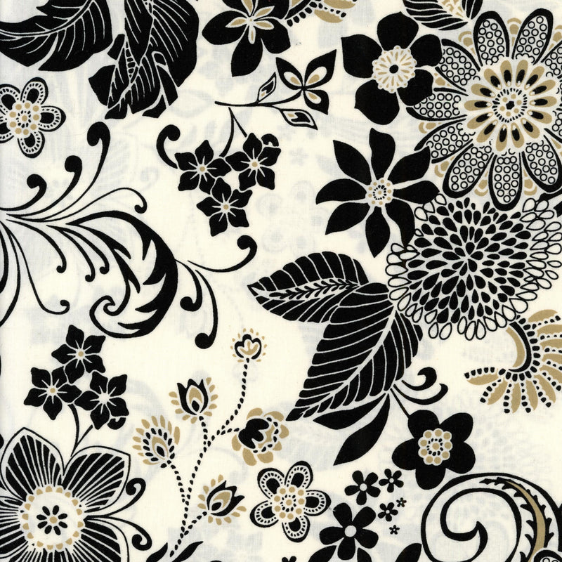 Clothworks Elcott Park by Skipping Stones Studio - Patchwork and Quilting Fabric from Brown's Craft Shed (Tags: Fabric beige Clothworks Floral garden nature patterns textures vines white )