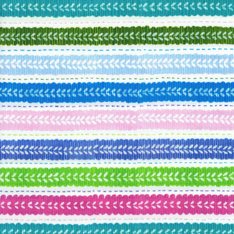 QT Fabrics Spring Awakening by Christine Graf - Patchwork and Quilting Fabric from Brown's Craft Shed (Tags: Fabric blue Christine Graf green lines multi nature patterns pink playful QT Fabrics Spring Awakening Stripes )