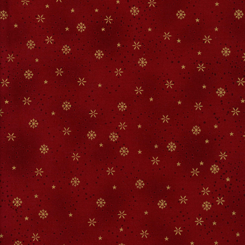 Stof Fabrics We Love Christmas - Golden Snowfall on Red - Patchwork and Quilting Fabric from Brown's Craft Shed (Tags: Fabric christmas festive gold holiday patterns red seasonal snowflakes Stof Fabrics )