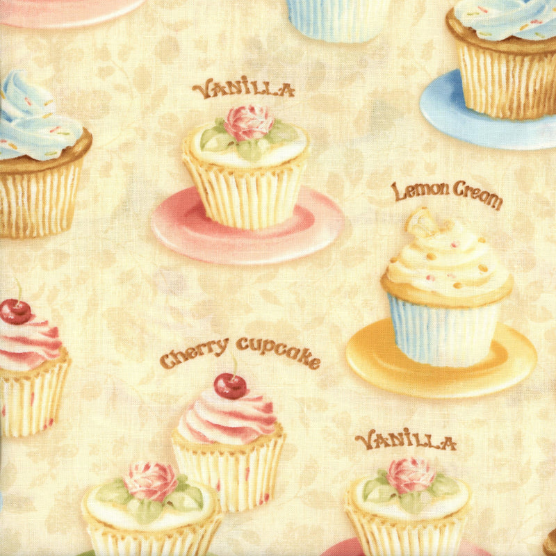 Robert Kaufman - Confections by Lisa Audit/Applejack Art Partners - Patchwork and Quilting Fabric from Brown's Craft Shed (Tags: Fabric Applejack Art Partners baking cheerful cream cupcakes dessert food kitchen Lisa Audit novelty pastel patchwork quilting Robert Kaufman sweet whimsical )