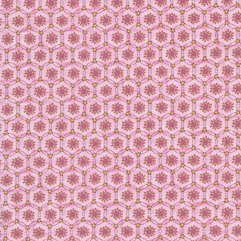 Henry Glass & Co - Flutterby Garden by The Buggy Barn - Patchwork and Quilting Fabric from Brown's Craft Shed (Tags: Fabric cotton delicate feminine Floral Flutterby Garden gold Henry Glass honeycomb pastel patchwork pink quilting The Buggy Barn vintage )