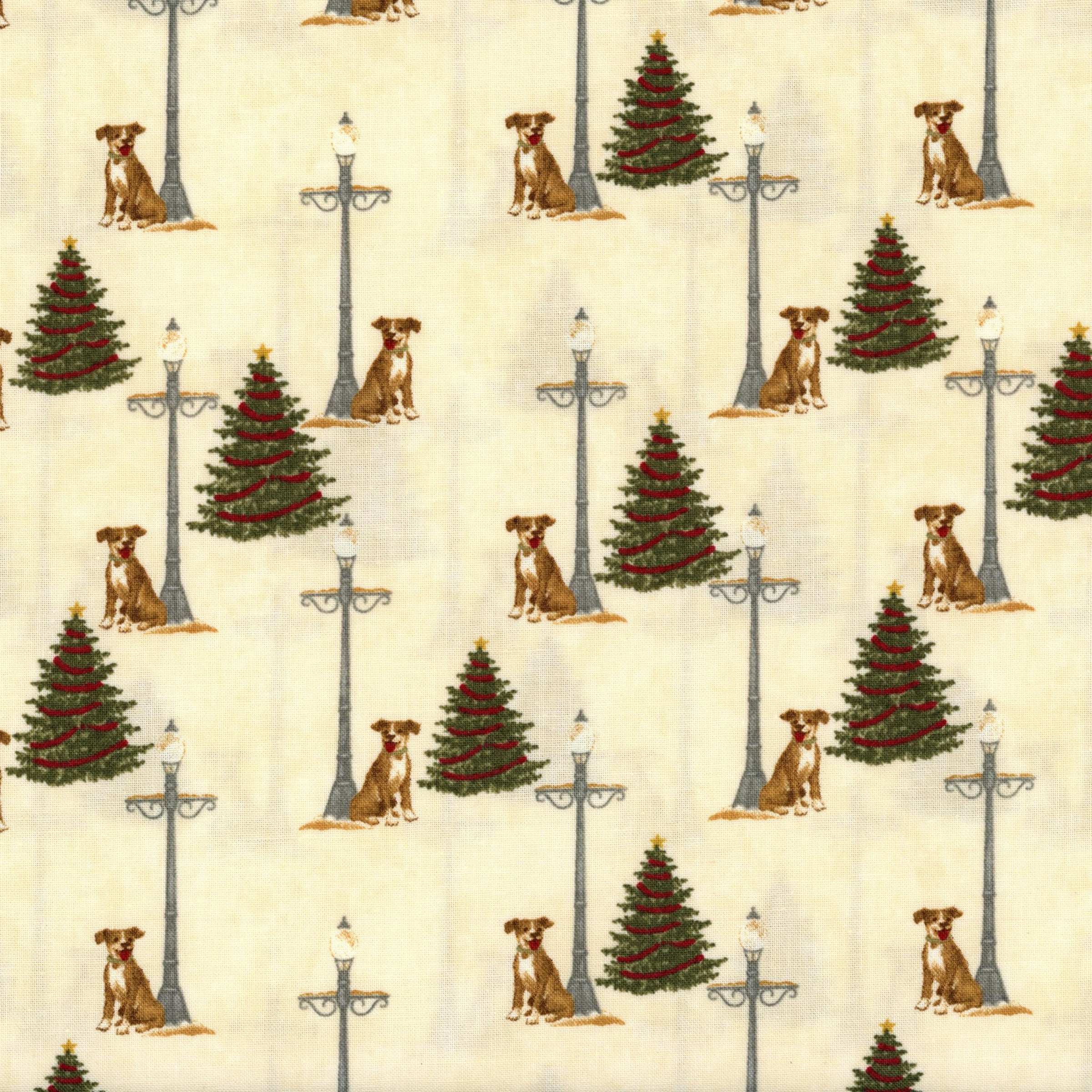 Moda Shoppes On Main by Holly Taylor - Patchwork and Quilting Fabric from Brown's Craft Shed (Tags: Fabric animal christmas christmas trees cream dogs green holiday Holly Taylor Moda novelty red Shoppes On Main traditional whimsical )