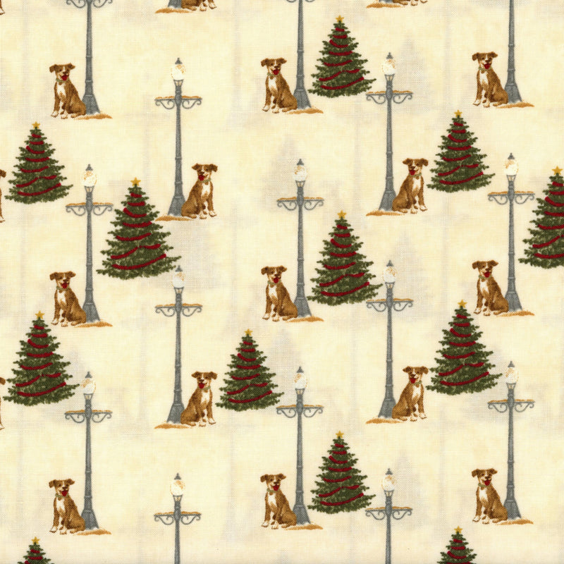 Moda Shoppes On Main by Holly Taylor - Patchwork and Quilting Fabric from Brown's Craft Shed (Tags: Fabric animal christmas christmas trees cream dogs green holiday Holly Taylor Moda novelty red Shoppes On Main traditional whimsical )