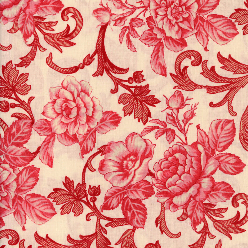 Paintbrush Studio - Lady in Red by Ro Gregg - Patchwork and Quilting Fabric from Brown's Craft Shed (Tags: Fabric classic cream elegant feminine Floral Lady in Red nature Paintbrush Studio patchwork quilting red Ro Gregg romantic roses timeless vines vintage )