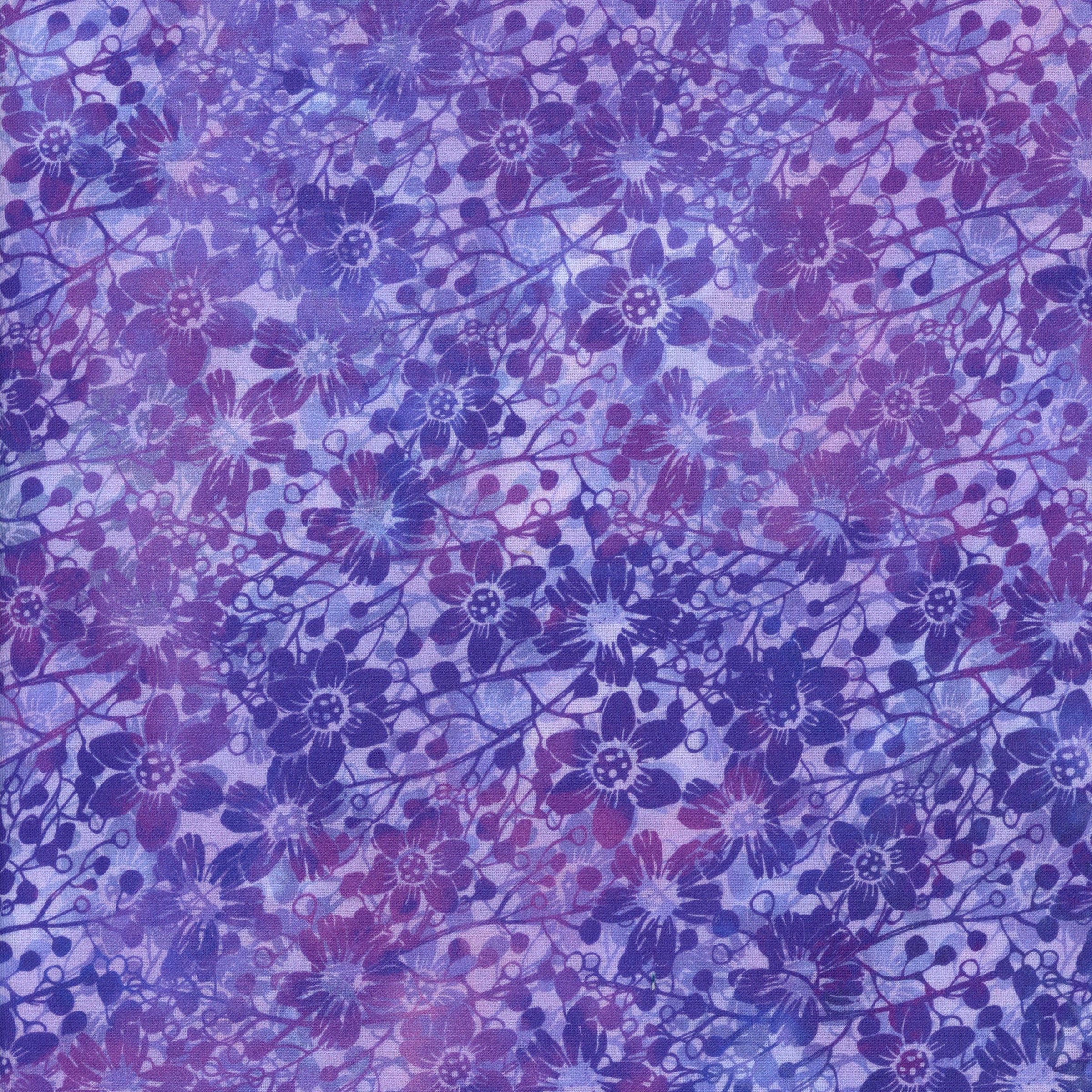 In The Beginning Fabrics - Allure by Jason Yenter - Patchwork and Quilting Fabric from Brown's Craft Shed (Tags: Fabric Allure blender blue contemporary Floral Jason Yenter lavender modern nature purple soft tonal violet watercolour )