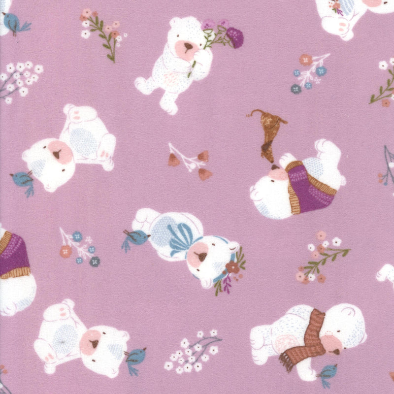 Winter Days with Bear Flannel - Patchwork and Quilting Fabric from Brown's Craft Shed (Tags: Fabric animal animals baby bears blue children flannel flannelette Floral nursery pastel pink whimsical Winter Days with Bear )
