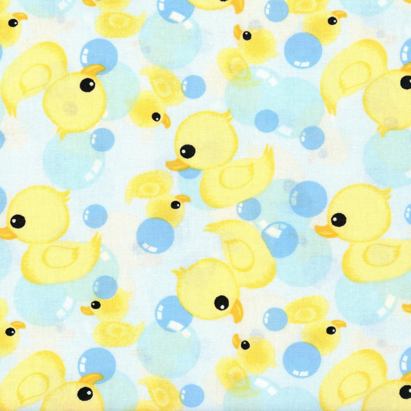 David Textiles Just Ducky - What Up Duck (Blue) - Patchwork and Quilting Fabric from Brown's Craft Shed (Tags: Fabric animal animals blue bubbles children David Textiles ducklings ducks Just Ducky novelty playful What Up Duck whimsical Yellow )