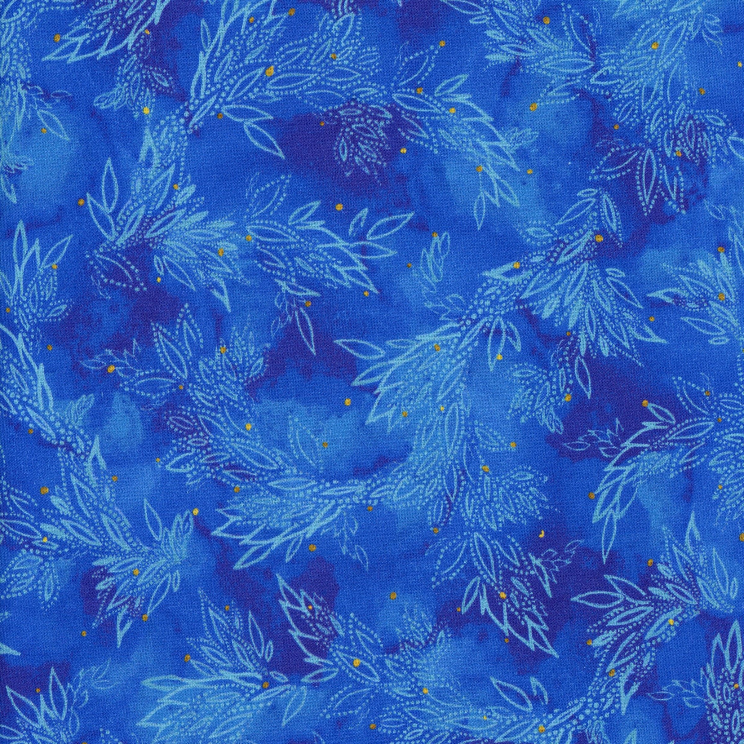 P&B Textiles: Painted Sea - Leafy Sea Trails - Patchwork and Quilting Fabric from Brown's Craft Shed (Tags: Fabric blender blue coastal contemporary nature ocean P&B Textiles Painted Sea plants textures vines water watercolour )