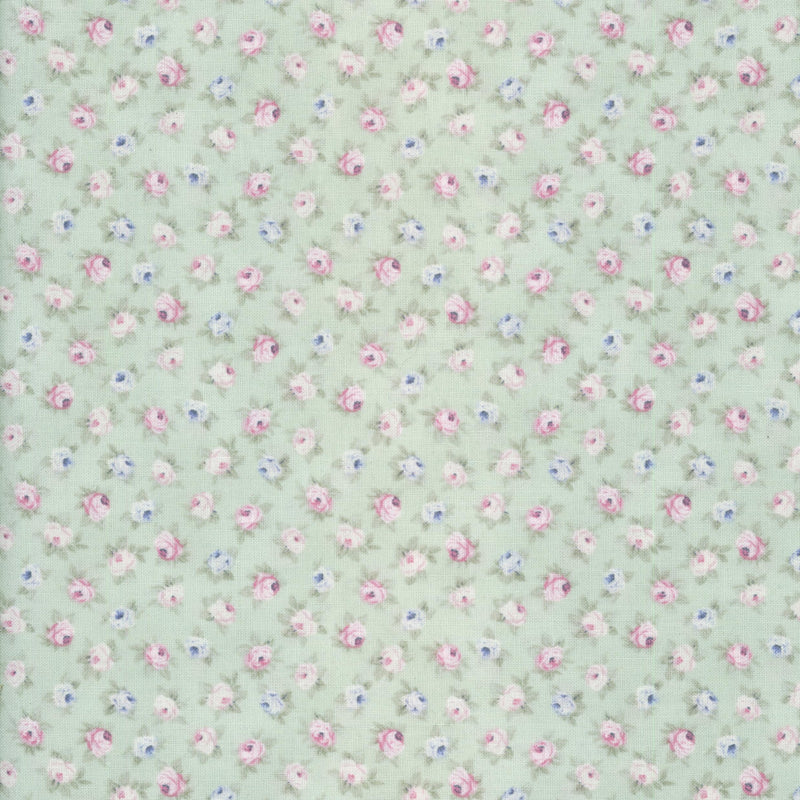 Paintbrush Studio Spring Romance - Tiny Roses - Patchwork and Quilting Fabric from Brown's Craft Shed (Tags: Fabric blenders craft Floral garden green pastel patchwork pink plants quilting romantic spring vintage )