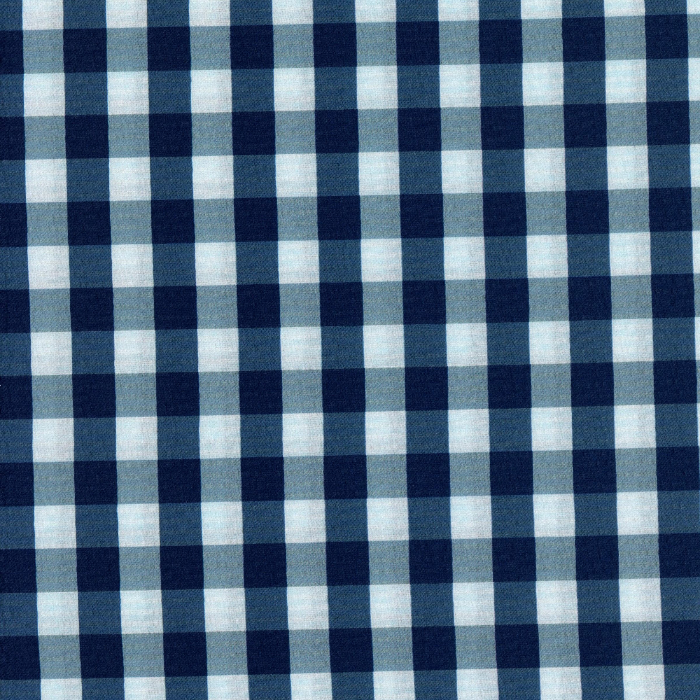 Devonstone Collection - Gingham Seersucker (Navy) - Patchwork and Quilting Fabric from Brown's Craft Shed (Tags: Fabric basics blenders blue check checks children classic country Devonstone Collection navy textured timeless white )