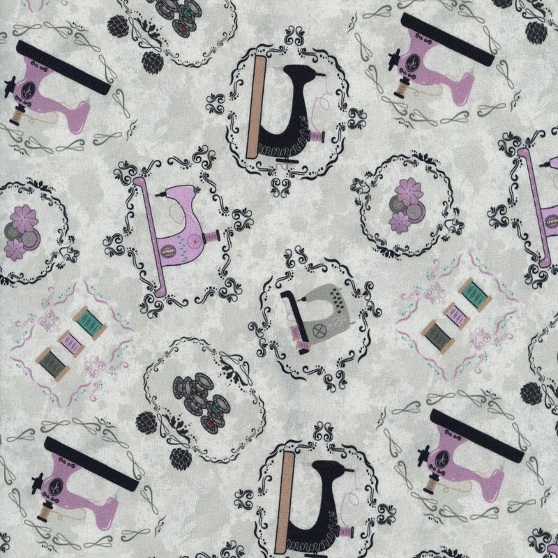 Stof Fabrics Sew Sew Sew It - Patchwork and Quilting Fabric from Brown's Craft Shed (Tags: Fabric craft grey novelty patterns purple sewing whimsical )