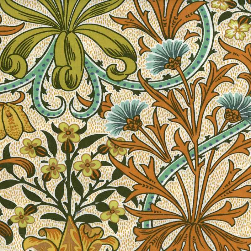 Free Spirit Fabrics: Buttermere by Morris & Co - Patchwork and Quilting Fabric from Brown's Craft Shed (Tags: Fabric blue botanical classic design cream Floral Free Spirit Fabrics green Morris & Co nature orange traditional vines vintage William Morris )
