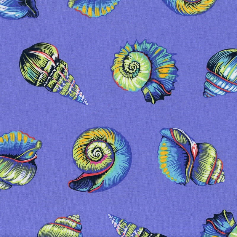 FreeSpirit Fabrics: Floral Reef by Tula Pink - Lil Shelly (Marine) - Patchwork and Quilting Fabric from Brown's Craft Shed (Tags: Fabric beach blue Floral Reef FreeSpirit Fabrics green marine novelty ocean purple shells Tula Pink water whimsical )